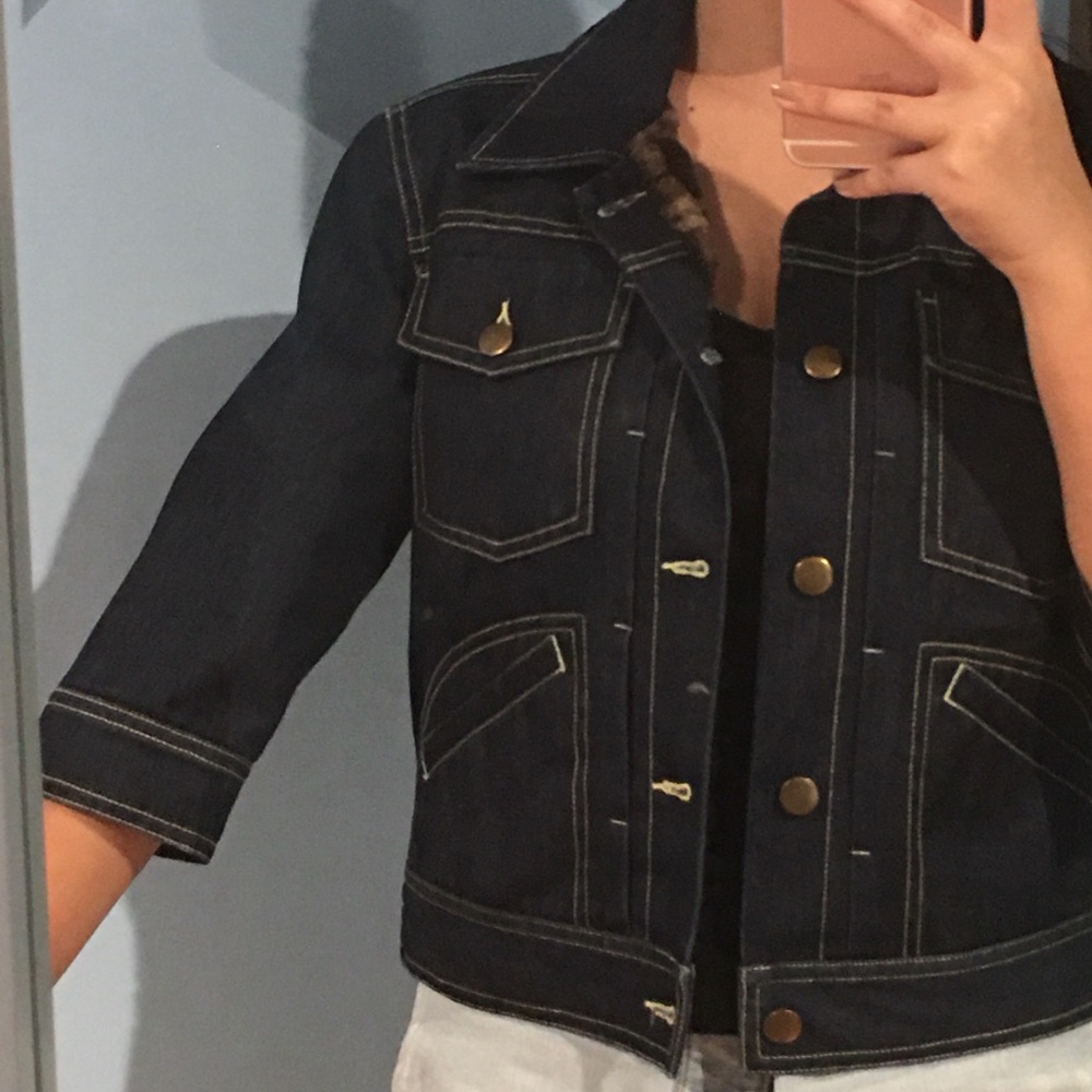 Stussy dark short denim jacket 3/4 sleeve Small